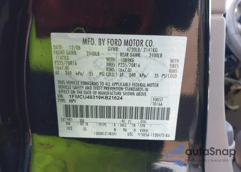 2009 Ford Escape Hybrid Limited from USA, damaged, VIN 1FMCU49319KB21624